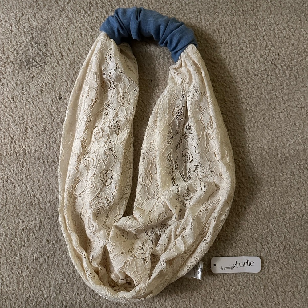 Charming Charlie Women's Infinity Scarf White Cream Lace One Size NWT New